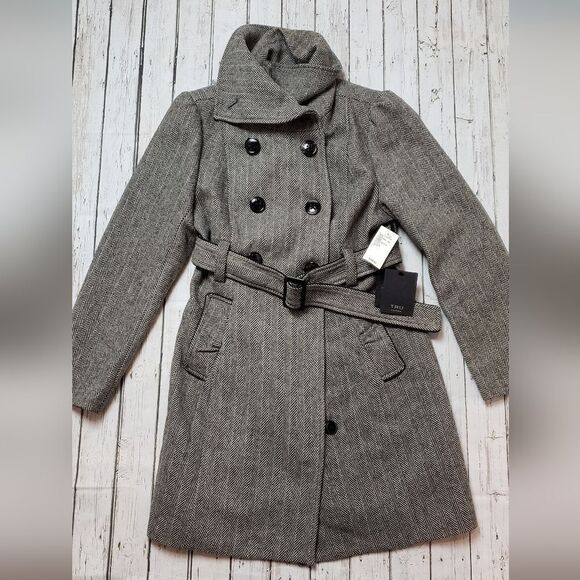 NWT - New True Karma wool blend Trench coat Large - Picture 1 of 9
